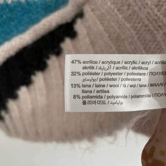 Zara Multicolored Light Pink Abstract Colorblocked Long Sleeve Knot Sweater Sz S - Picture 5 of 5